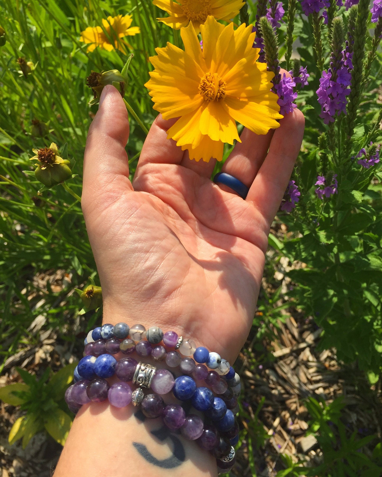 Natural Handmade Amethyst Bead Bracelet