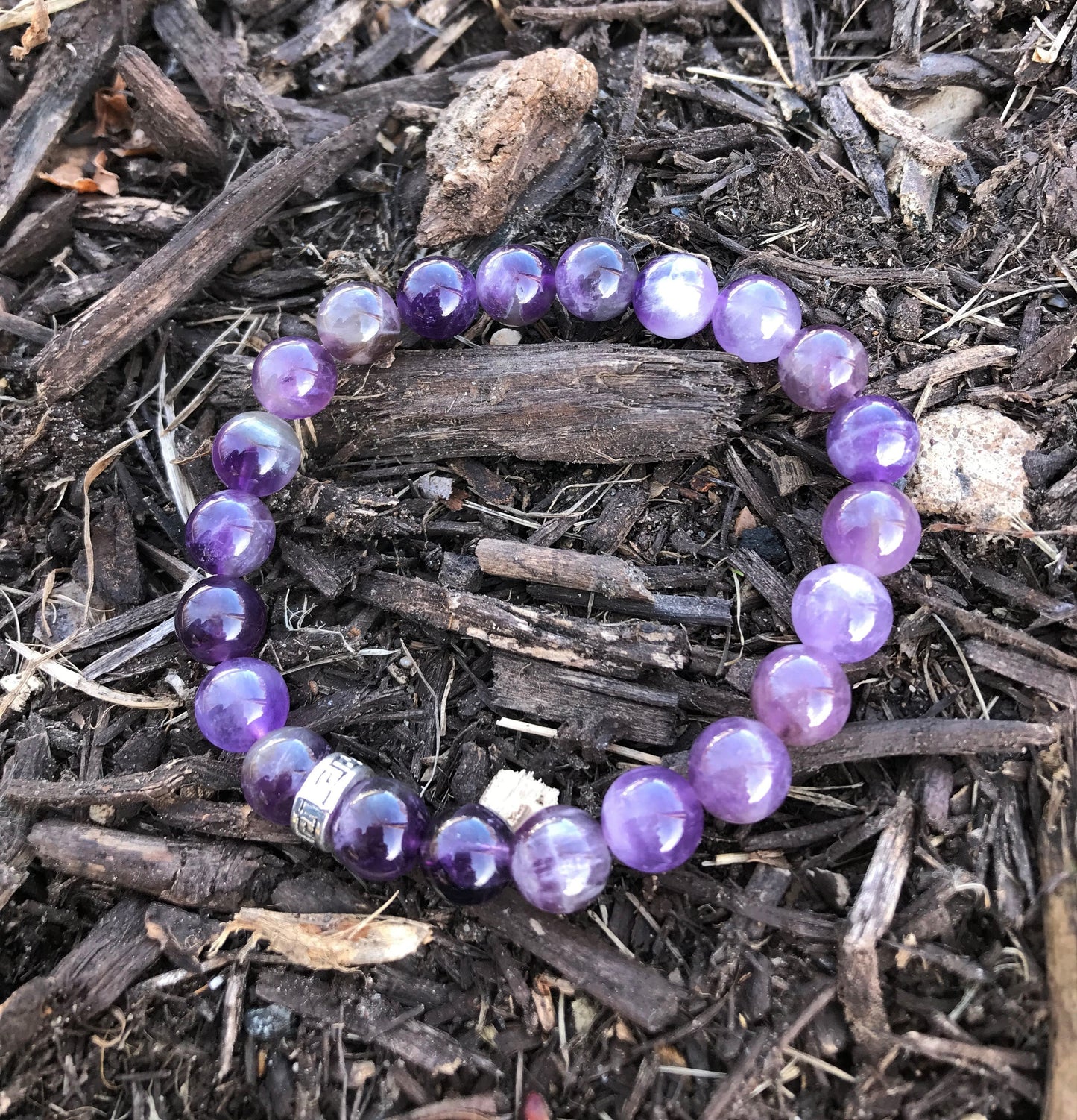 Natural Handmade Amethyst Bead Bracelet