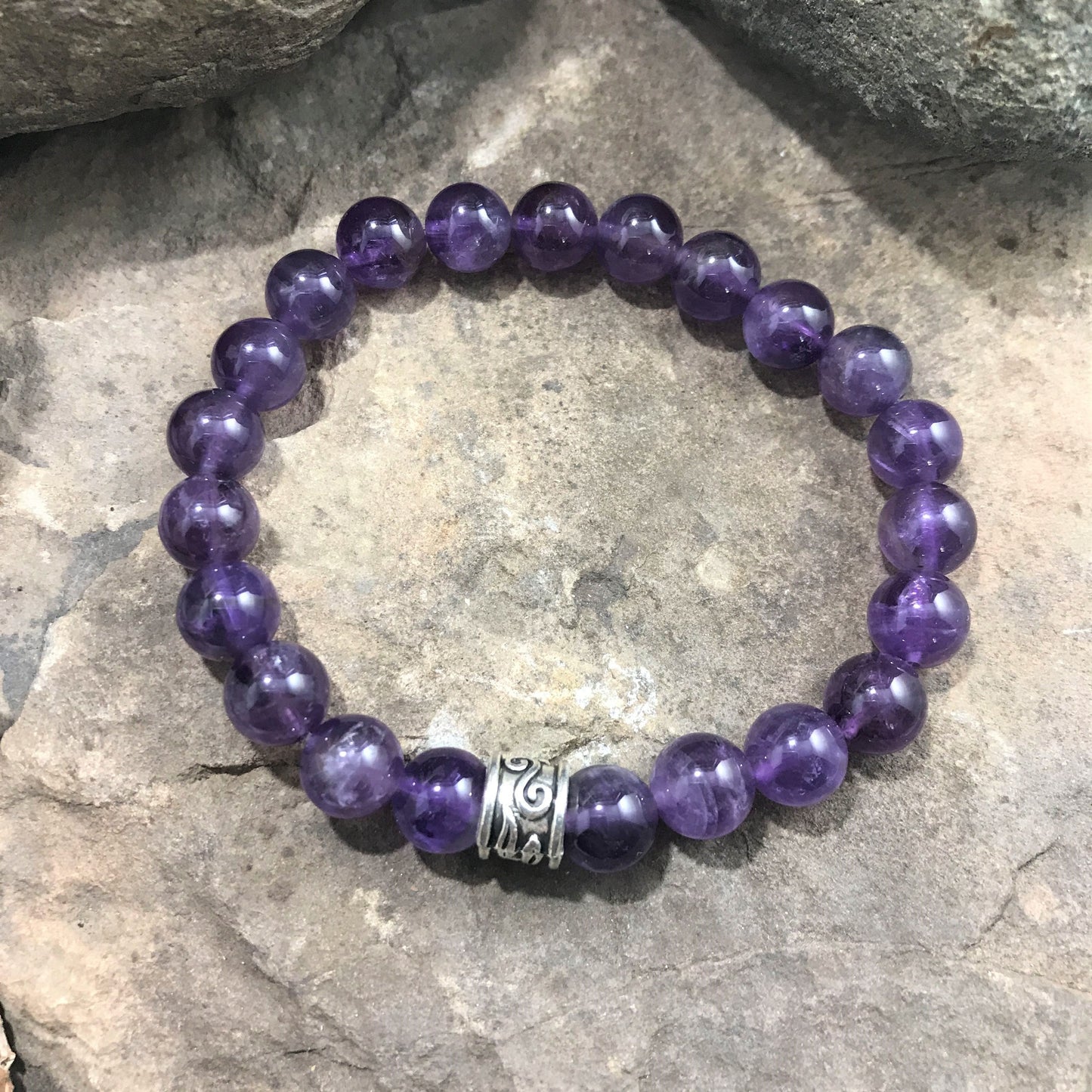 Natural Handmade Amethyst Bead Bracelet