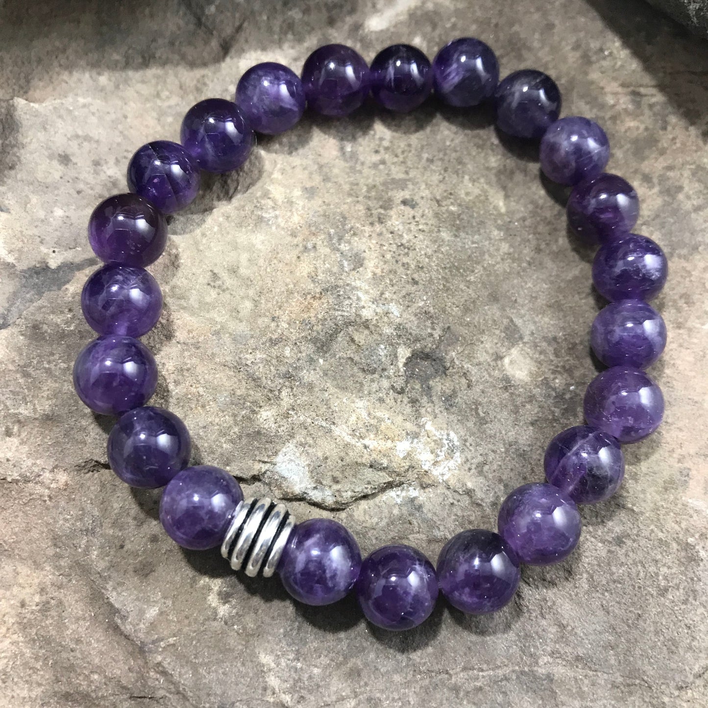 Natural Handmade Amethyst Bead Bracelet