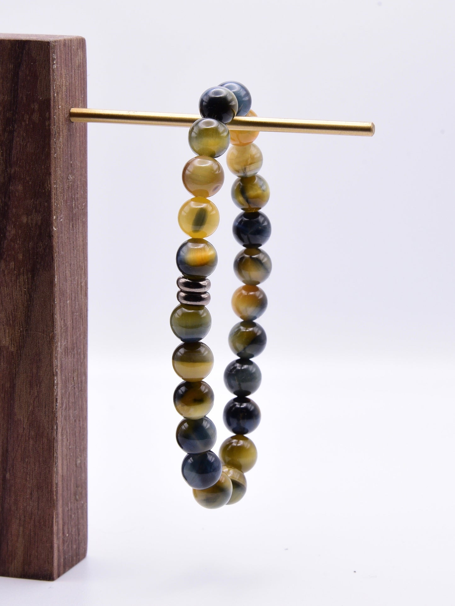 Blue & Honey Tiger Eye Bead Bracelet