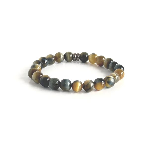 Blue & Honey Tiger Eye Bead Bracelet