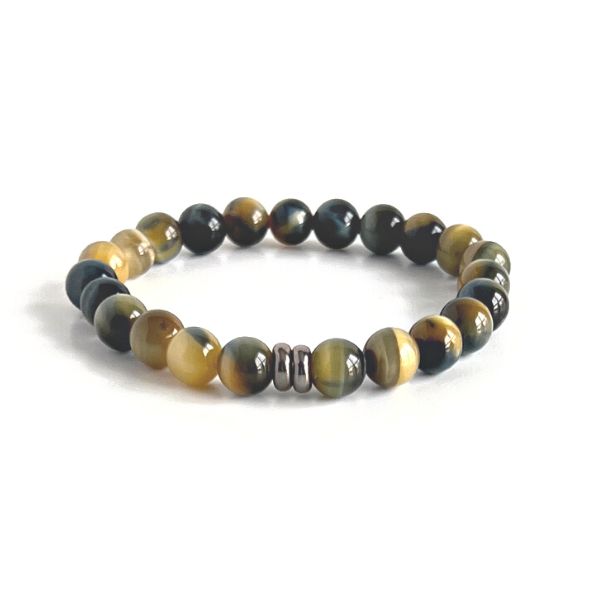 Blue & Honey Tiger Eye Bead Bracelet