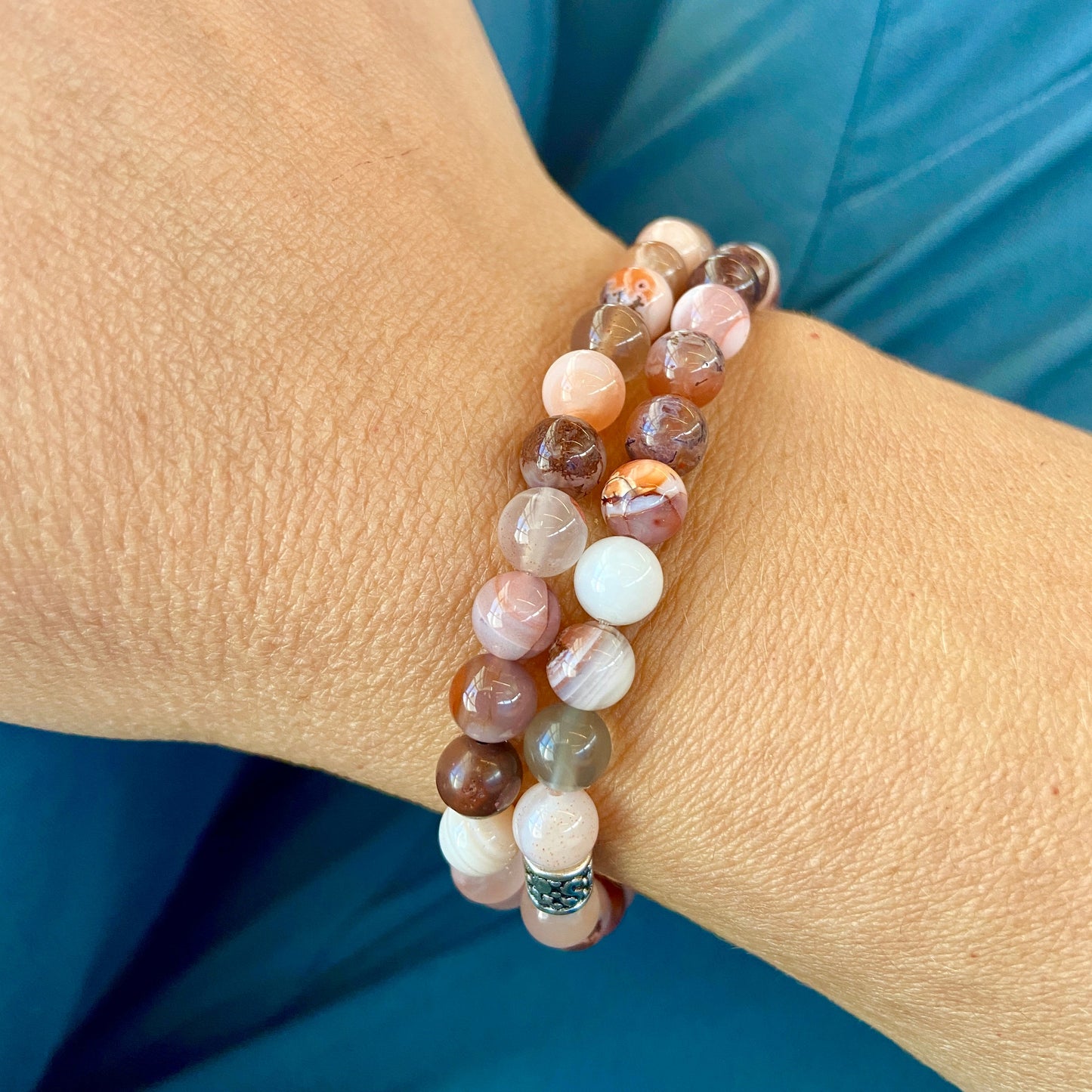 Cherry Blossom Agate Bead Bracelet