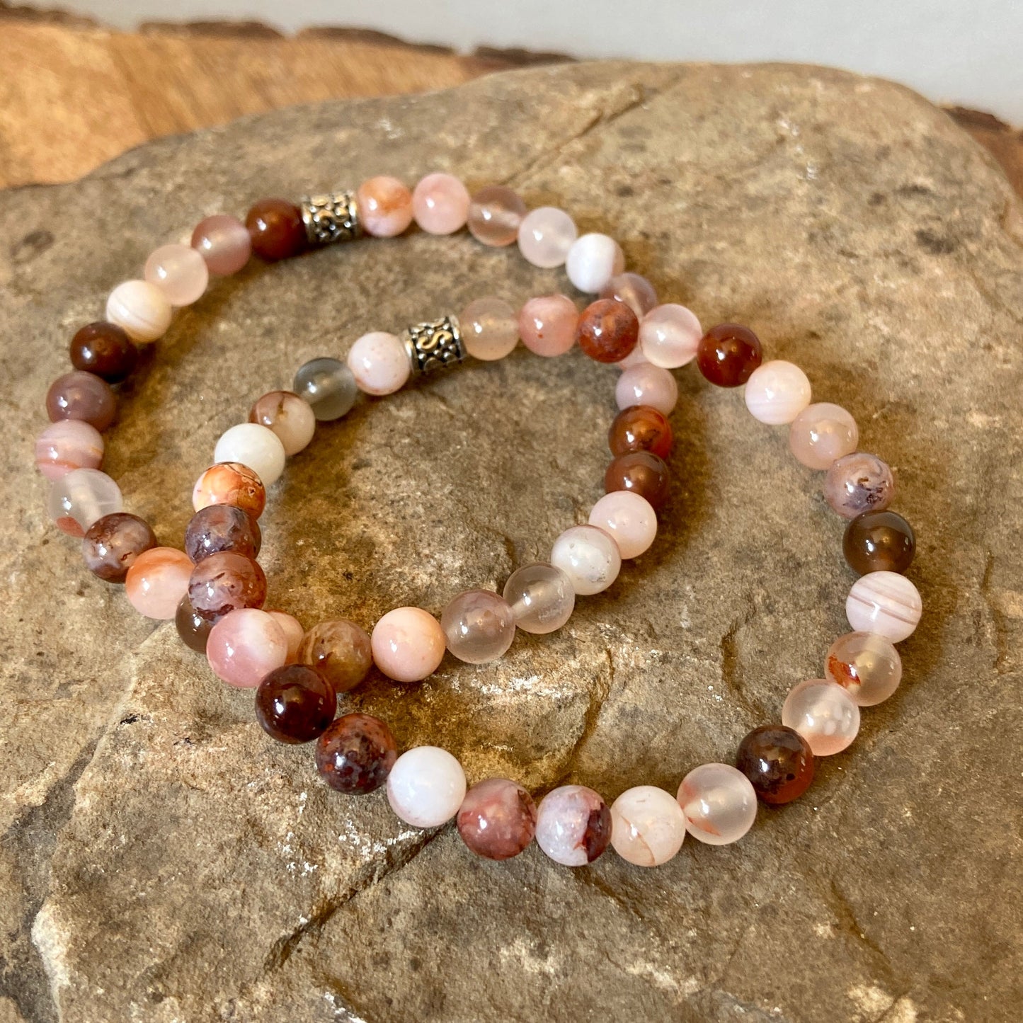 Cherry Blossom Agate Bead Bracelet