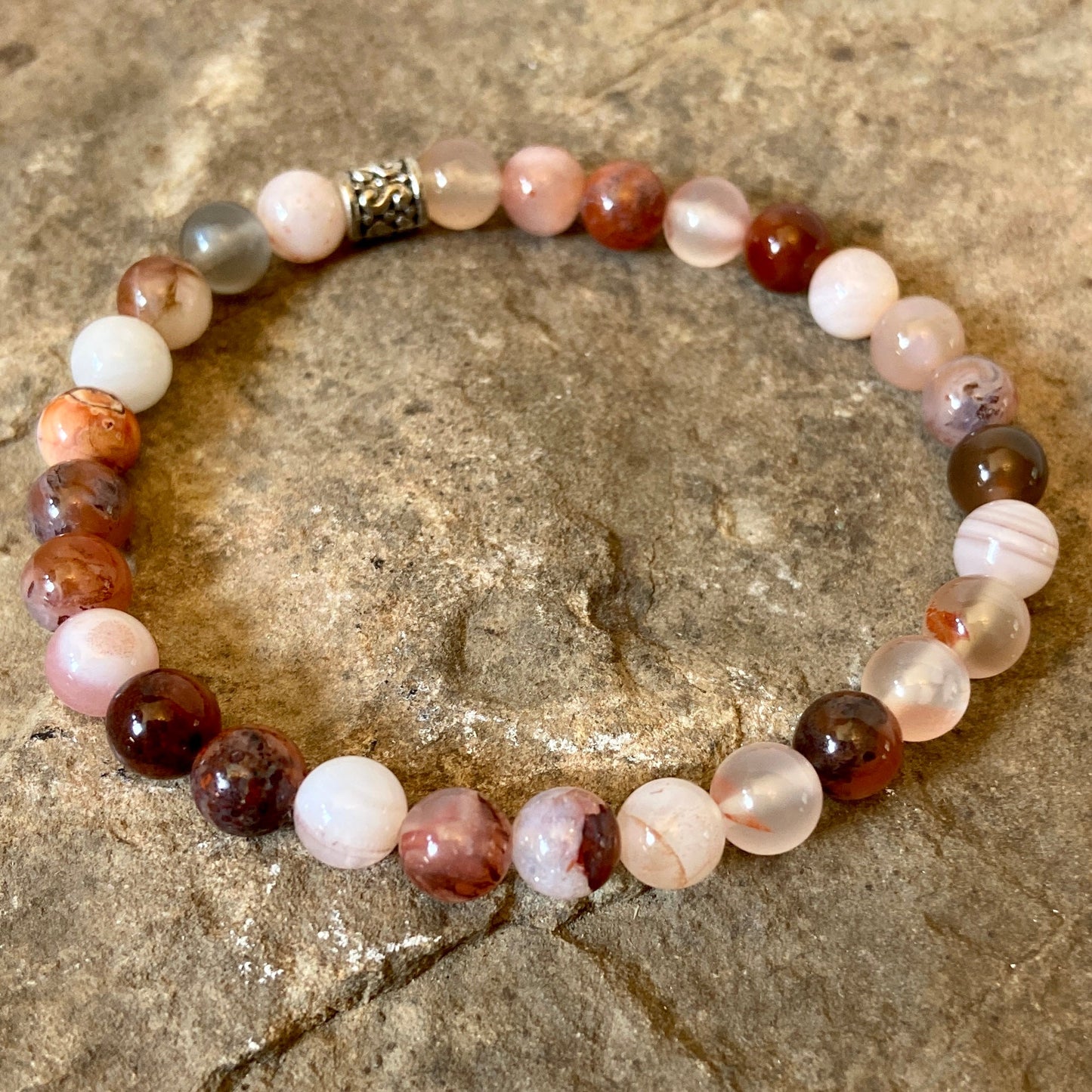 Cherry Blossom Agate Bead Bracelet