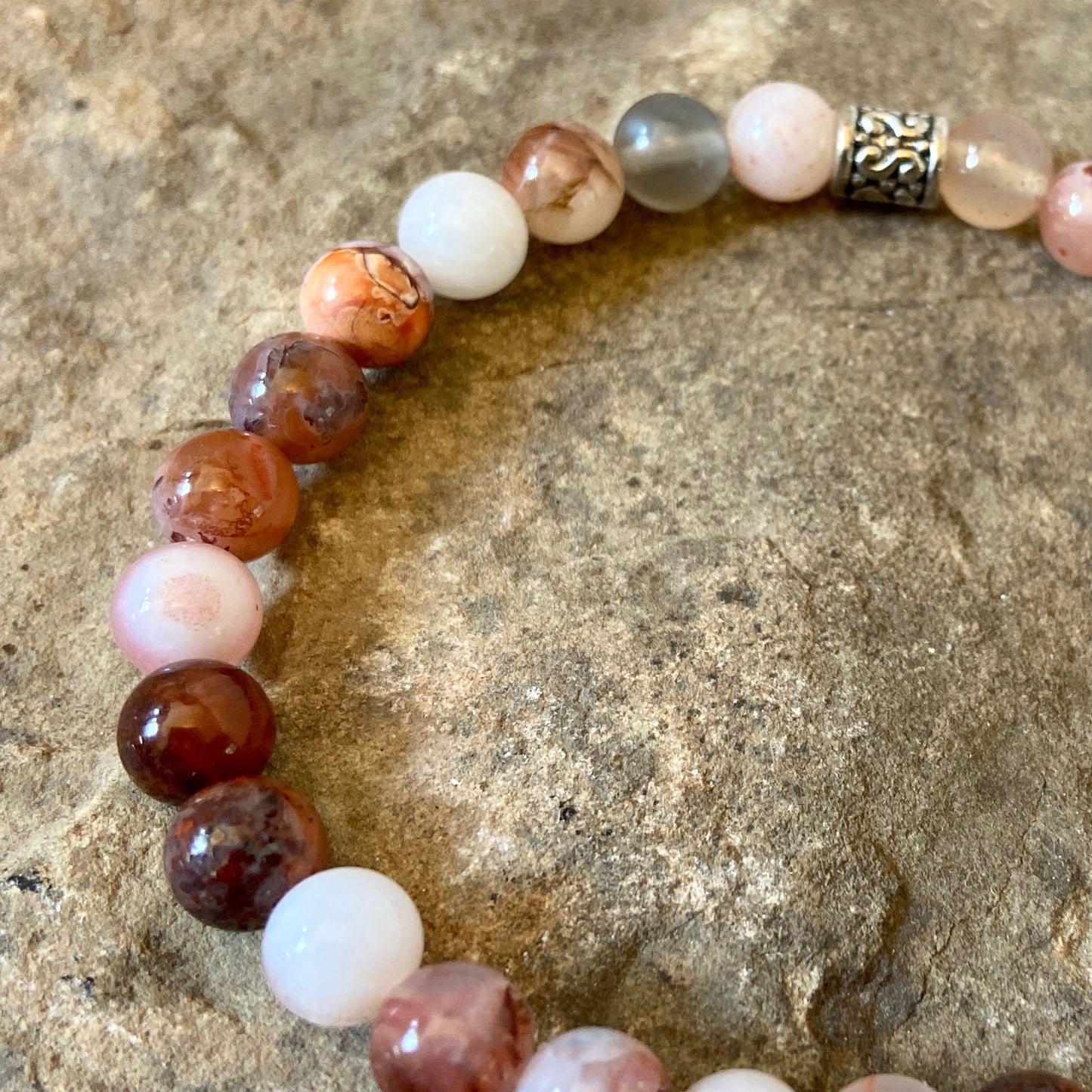 Cherry Blossom Agate Bead Bracelet