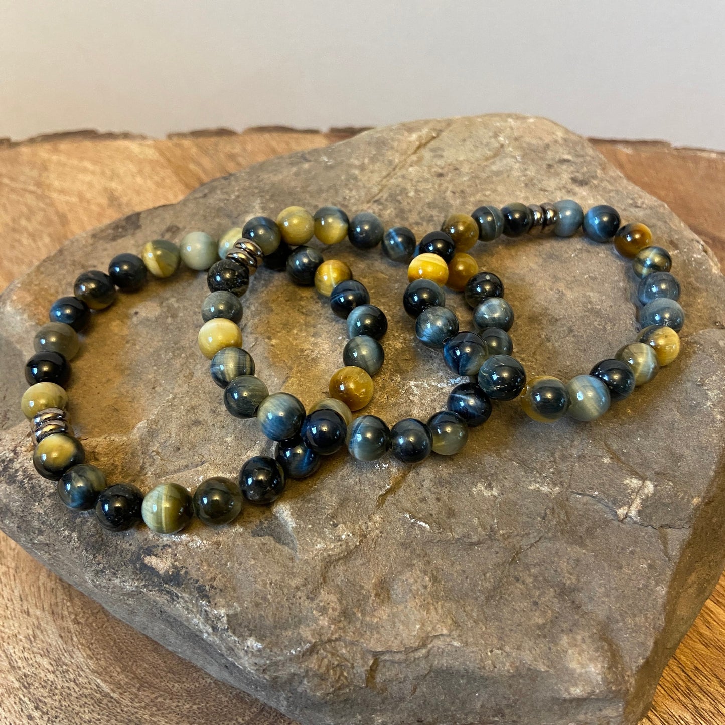 Blue & Honey Tiger Eye Bead Bracelet