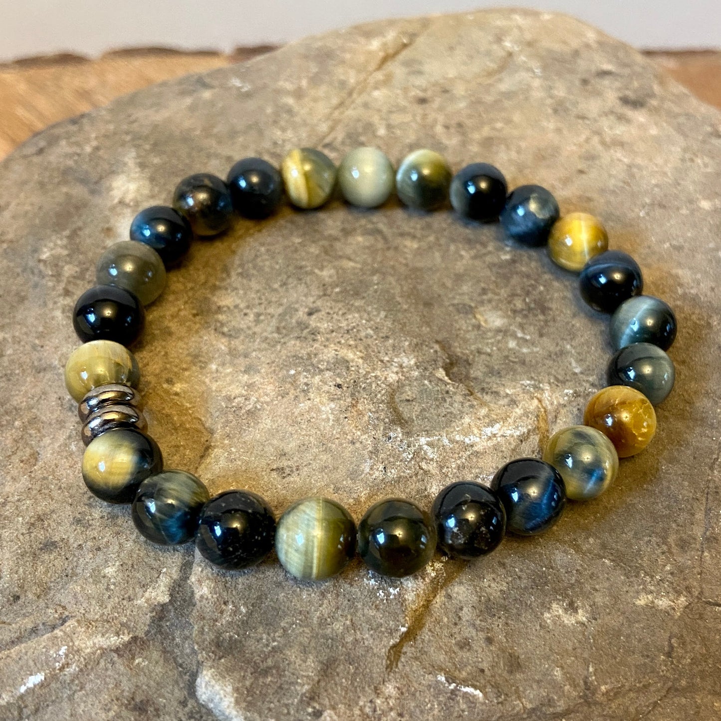 Blue & Honey Tiger Eye Bead Bracelet