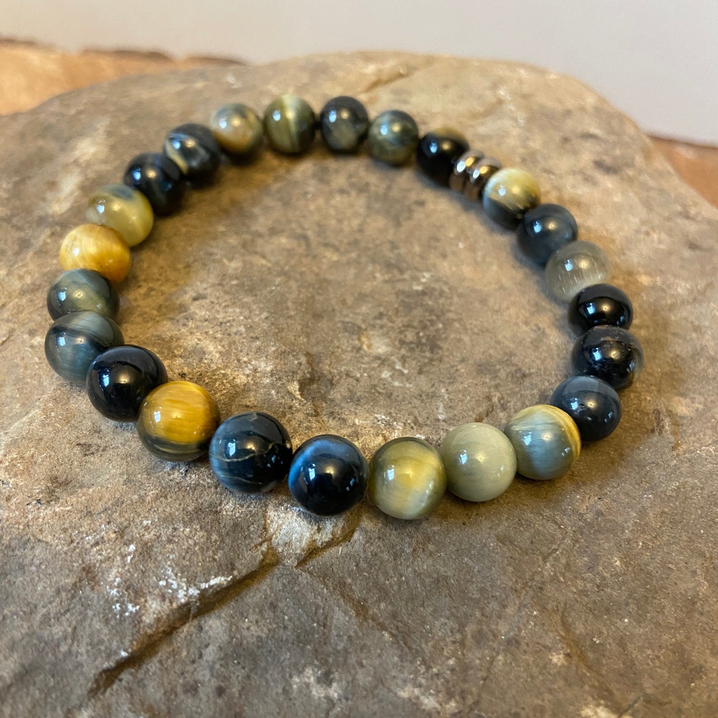 Blue & Honey Tiger Eye Bead Bracelet