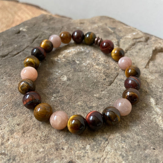 Tiger Eye & Moonstone Bead Bracelet