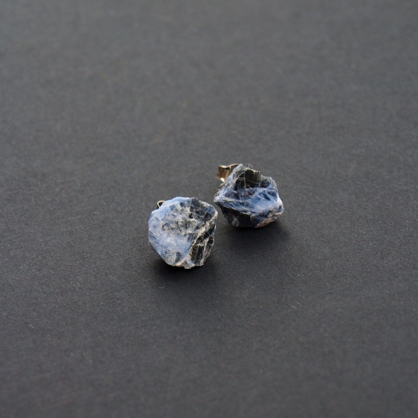 Raw Sodalite Chunk Earrings, Crystal Earrings, Rock Stud Earrings