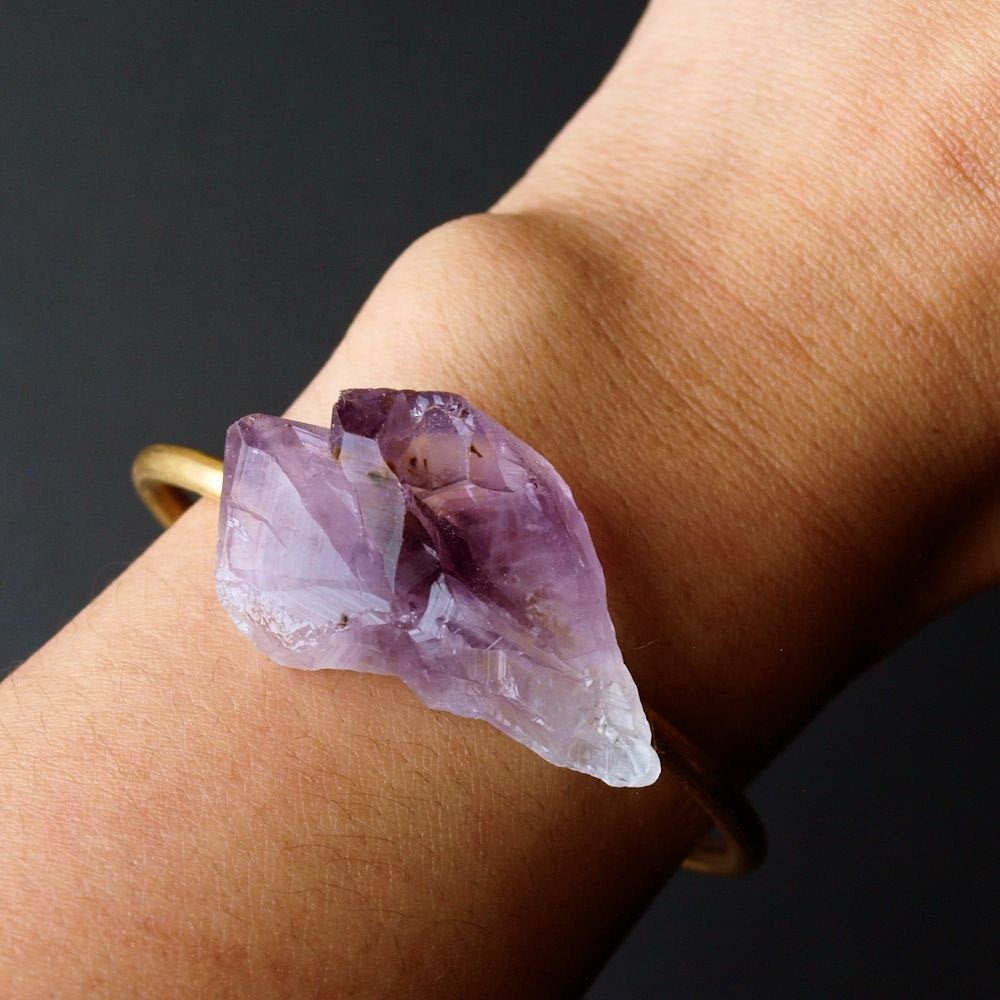 Raw Amethyst Bangle, Amethyst Bracelet