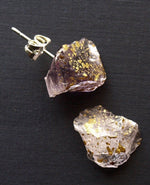Gold Splatter & Raw Amethyst Earrings