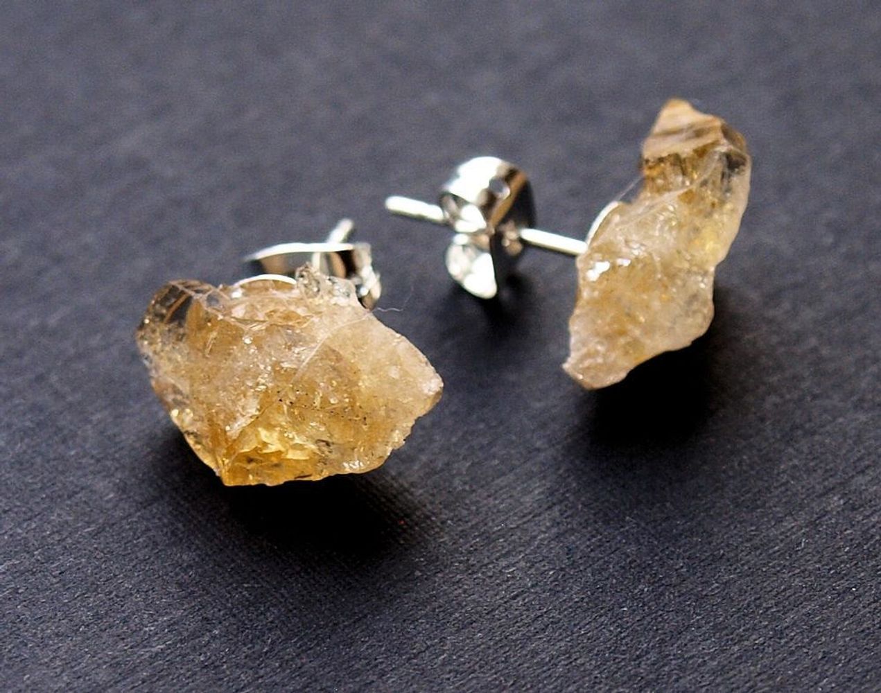 Raw Citrine Chunk Earrings