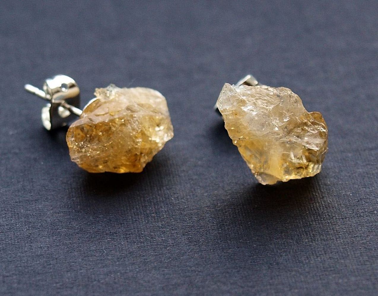 Raw Citrine Chunk Earrings