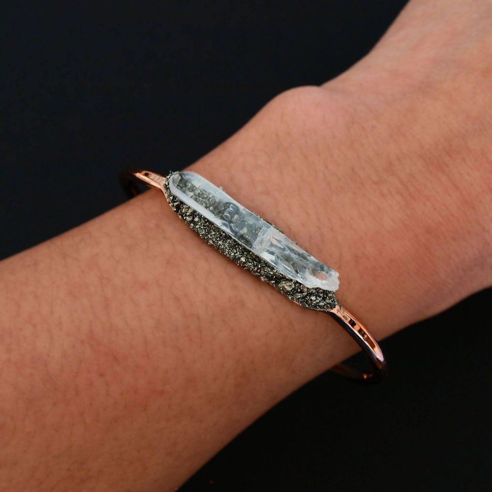 Rose Gold Pyrite and Quartz Bracelet