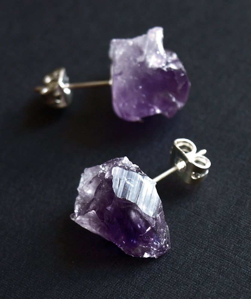 Raw Amethyst Earrings