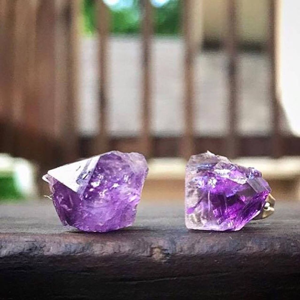 Raw Amethyst Earrings