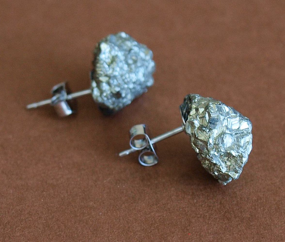 Raw Pyrite Chunk Earrings