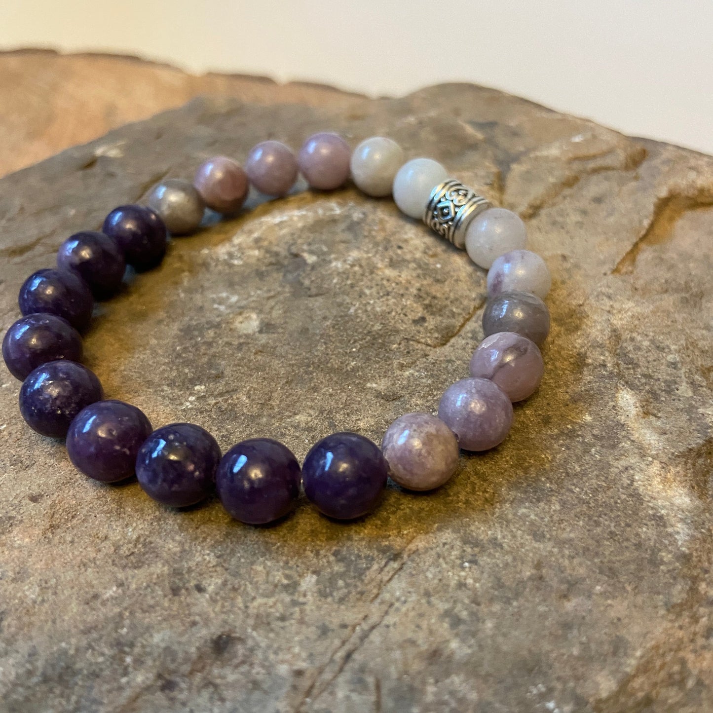 Lepidolite Ombré Bead Bracelet