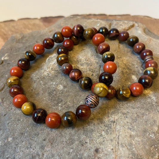 Tiger Eye & Jasper Bead Bracelet