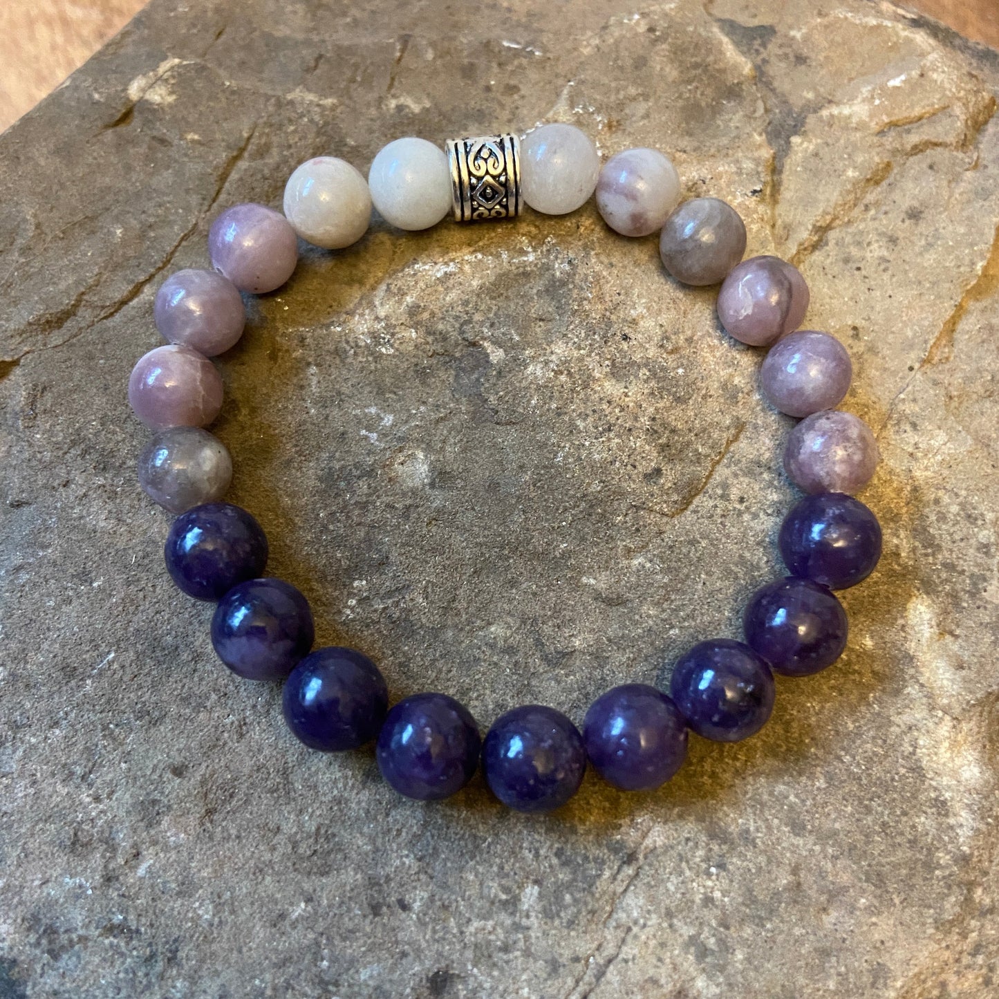 Lepidolite Ombré Bead Bracelet